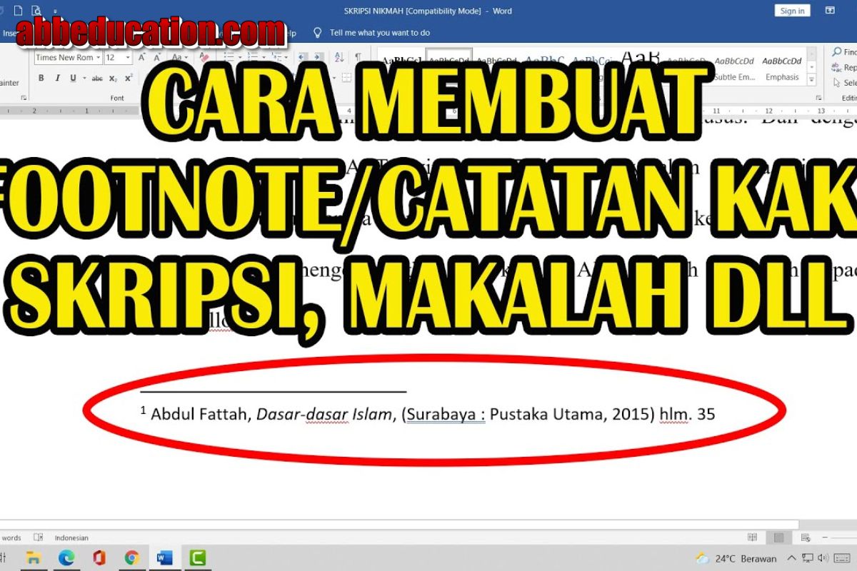 Cara Membuat Footnote di Word (Catatan Kaki) untuk Karya Ilmiah, Gampang!